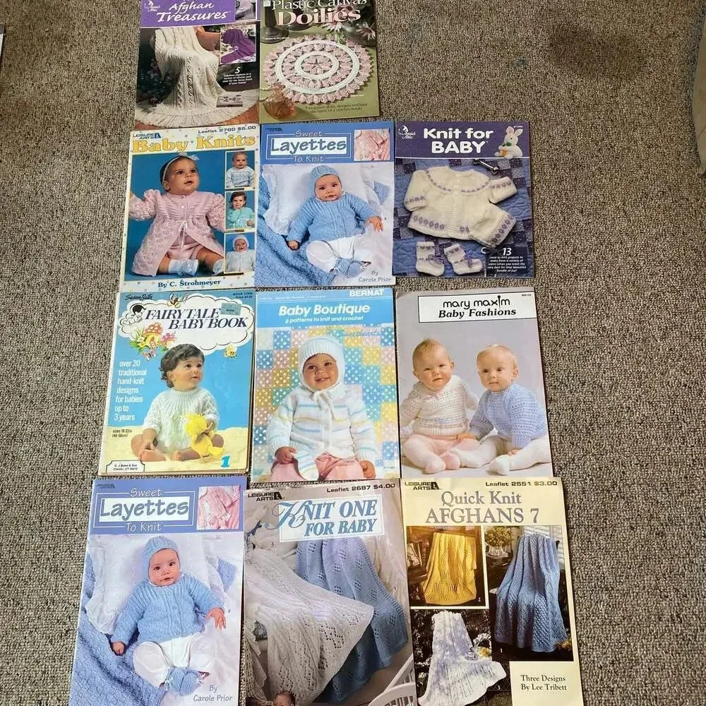 Vintage Knit For Babies Books/Art and Craft Magazines lot of 11